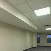Office ceiling bulkhead painted a clean flat white
