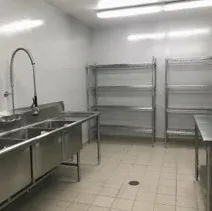 Semi-gloss dish area walls Dish area walls in a commercial kitchen painted semi-gloss for easy cleaning