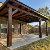 Wooden patio cover stained dark walnut